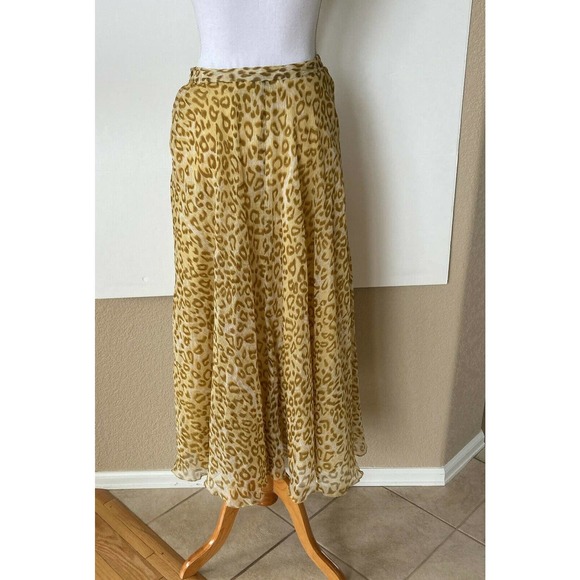 Vintage Lew Magram Collection Leopard Animal Print Sheer Skirt Midi Sz 8 Lined - Picture 5 of 7